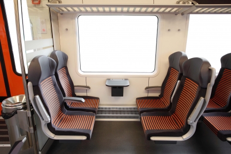 Interior of a modern commuter trainのeditorial素材