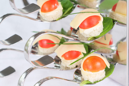 the image of an appetizers  on party spoonsの写真素材
