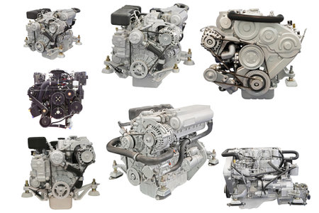 The image of an engine under the white background