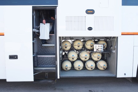 the image of a bus on gas fuelの写真素材