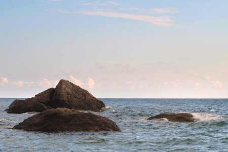 Landscape with the image of rocks in the sea