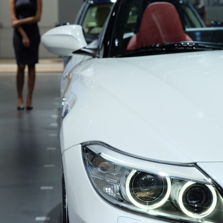 The image of cars in a showroomの写真素材