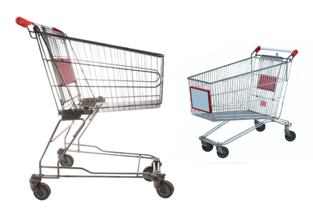 The image of shopping trolley under the white backgroundの写真素材