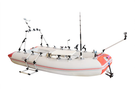 image of inflatable boat under the white backgroundの写真素材