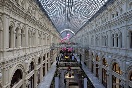 image of a view from a lift to the corridor shopping centerのeditorial素材