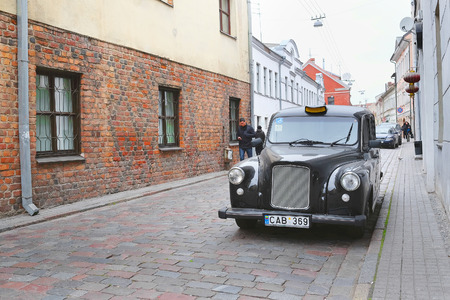 Kaunas, Lithuanian - November, 17, 2014: cobble-stone of Kaunas old town, the area in which historical flavor of an old city is keptのeditorial素材
