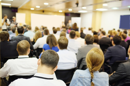 The audience listens to the acting in a conference hallのeditorial素材