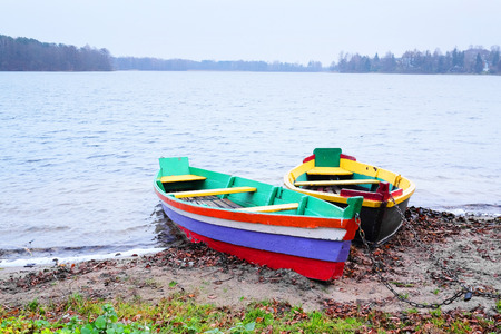 pair-oar boat at a berthの写真素材