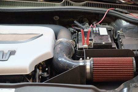 Car with open hood