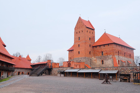 Lithuania, Trakai - November 17, 2014: Trakai Castle - Island castle in Trakai is a museum and a cultural center.のeditorial素材