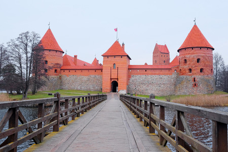 Lithuania, Trakai - November 17, 2014: Trakai Castle - Island castle in Trakai is a museum and a cultural center.のeditorial素材