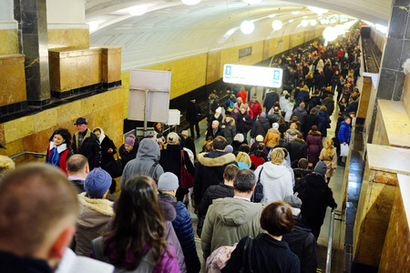 Moscow, Russia, December, 17, 2014: the Moscow metro during peak hourのeditorial素材