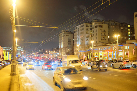 Moscow, Russia, December, 18, 2014: traffic jams in city Moscowのeditorial素材