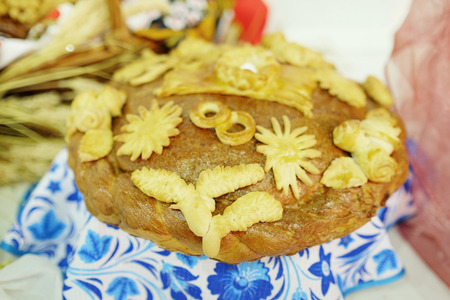 round loaf under the white backgroundの写真素材
