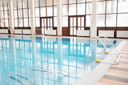 Water polo gate in the indoor poolのeditorial素材