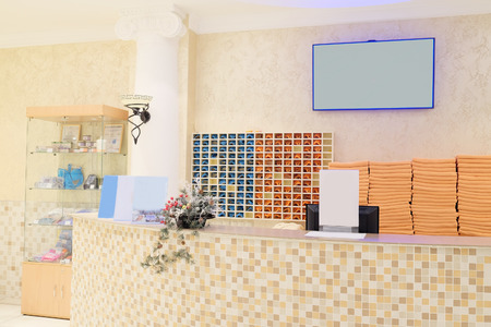 Reception desk in fitness centerのeditorial素材