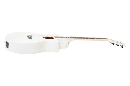 The image of white acoustic guitar isolated under the white backgroundの写真素材