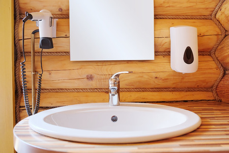 White wash sink in a bathroomのeditorial素材