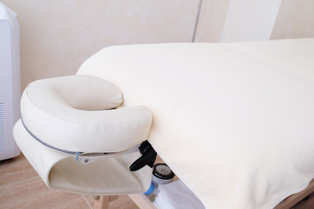 white leather massage table detailの写真素材
