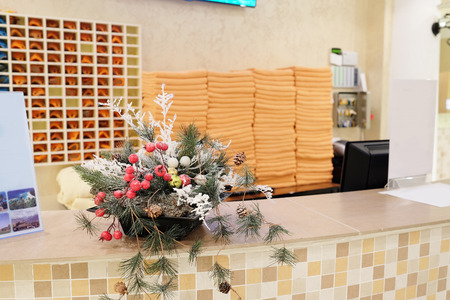 Christmas decoration at the receptionのeditorial素材