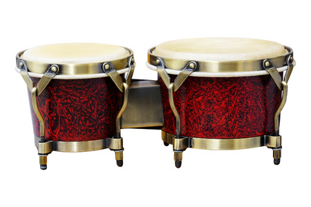 Latin percussion, Bongos isolate on white backgroundの写真素材