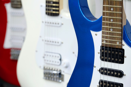 Many electric guitarsの写真素材