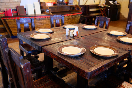 The interior of the restaurant in the old Russian styleのeditorial素材