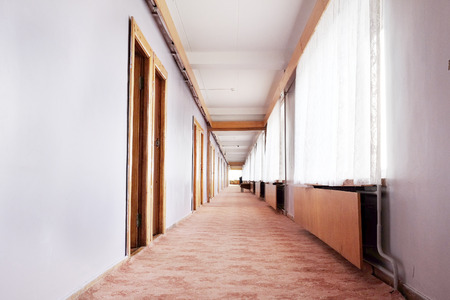 Image of the long corridor Motelのeditorial素材