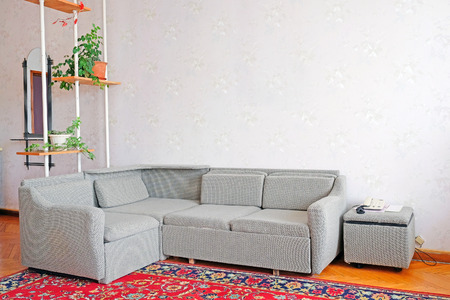 Corner sofa in a motel roomのeditorial素材