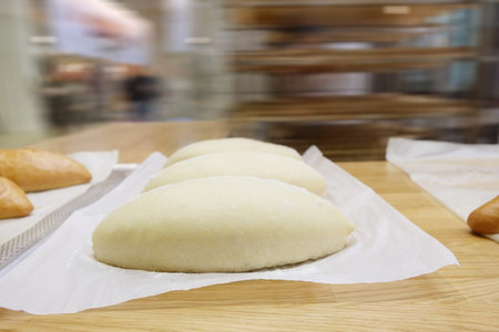 Bread before placing in hot oven.