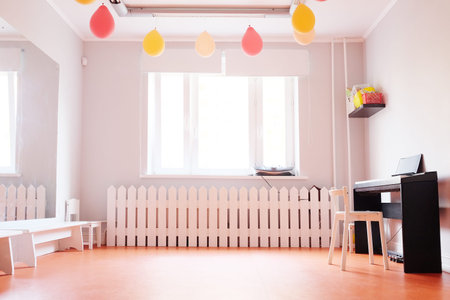 Music class in the children's educational centerの写真素材