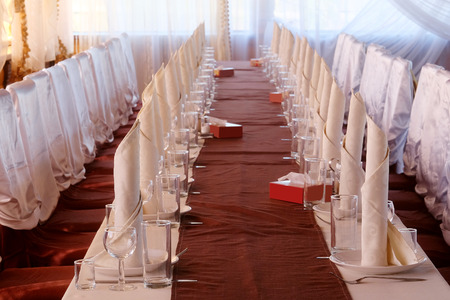 Image of a served table at a restaurantの写真素材