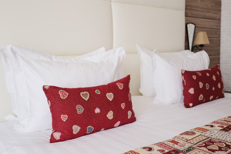 Interior of a hotel bedroomの写真素材