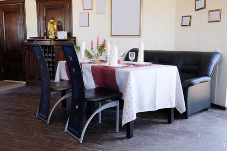 Image of a served table at a restaurantの写真素材