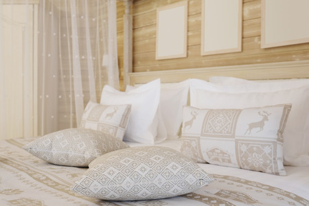 Interior of a hotel bedroomの写真素材