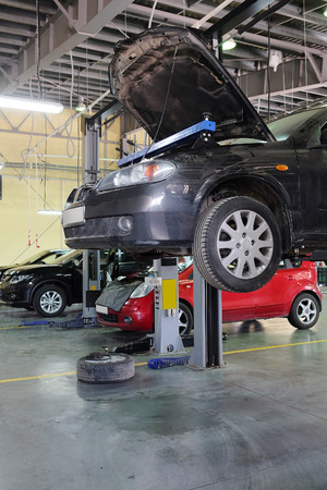 Serpuhov, Russia, June, 23, 2015: Cars in a dealer repair station in Serpuhov, Russiaのeditorial素材