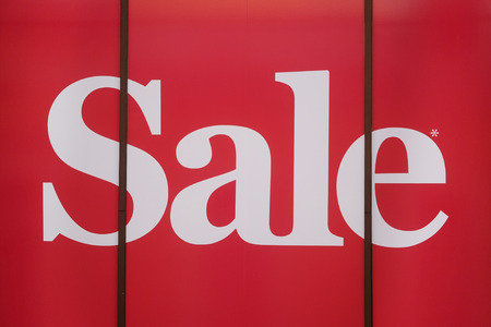 The word "Sale" on a show windowの写真素材