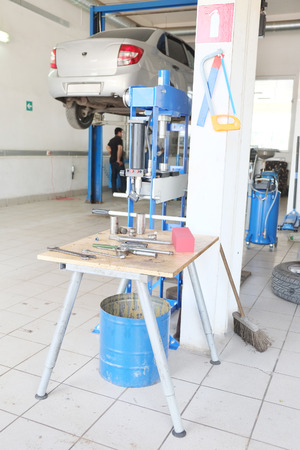 Russia, Kaluga, July, 8, 2015: Interior of a car repair station in Kaluga, Russiaのeditorial素材