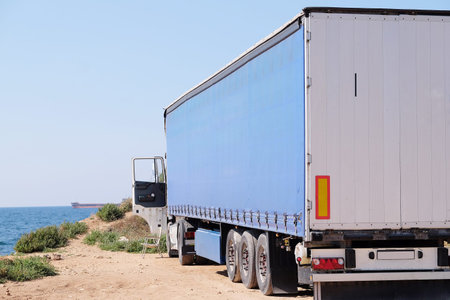 truck on a parking on a seashore