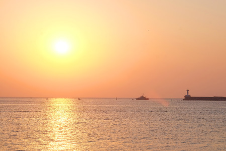 Landscape with the image of a sea sunsetの写真素材