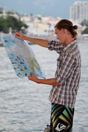 Portrait of a young touristの写真素材