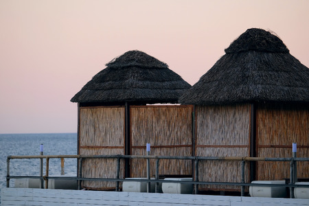 Bungalows on the Massandrovsky beach in Yalta, the Crimeaのeditorial素材