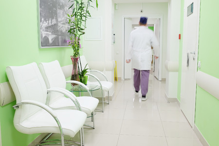 Interior of a modern hospital corridorの写真素材