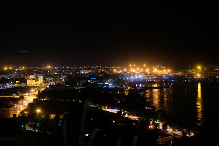Landscape with the image of a night Bar, Montenegroの写真素材