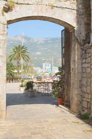 Budva, Montenegro, September, 19, 2015: The streets of Budva at a velvet seasonのeditorial素材