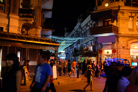 Yalta, Crimea, 18, July, 2015: The Yalta embankment - the most popular place of resort of Yalta residents and tourists, one of the symbols of the Crimeaのeditorial素材