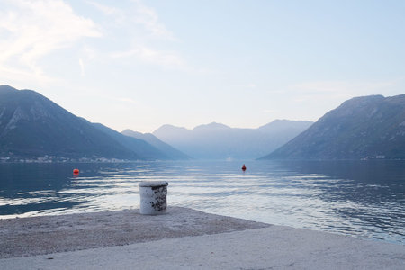 Landscape with the image of sea and mountains in Kotor, Montenegro
