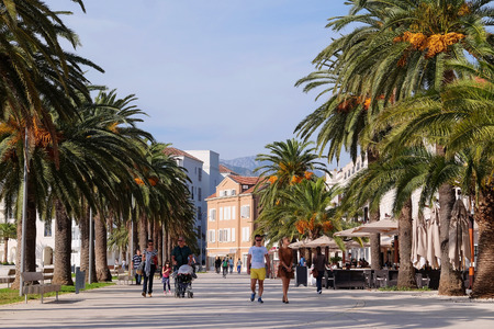 Tivat, Montenegro , October, 25, 2015: Pedestrian street in Tivat, Montenegroのeditorial素材