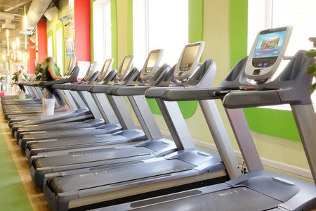 Moscow, Russia, October, 7, 2015: interior of a modern fitness hall in Moscow. Today fitness centers...