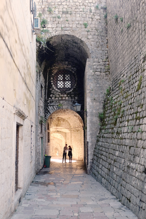 Kotor, Montenegro, October, 30, 2015: Tourists in the old town of Kotor, Montenegroのeditorial素材